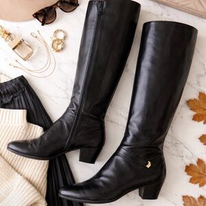 Salvatore Ferragamo knee high black leather boots